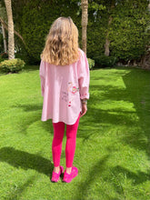 Flamingo Pink Linen Embroidery Shirt