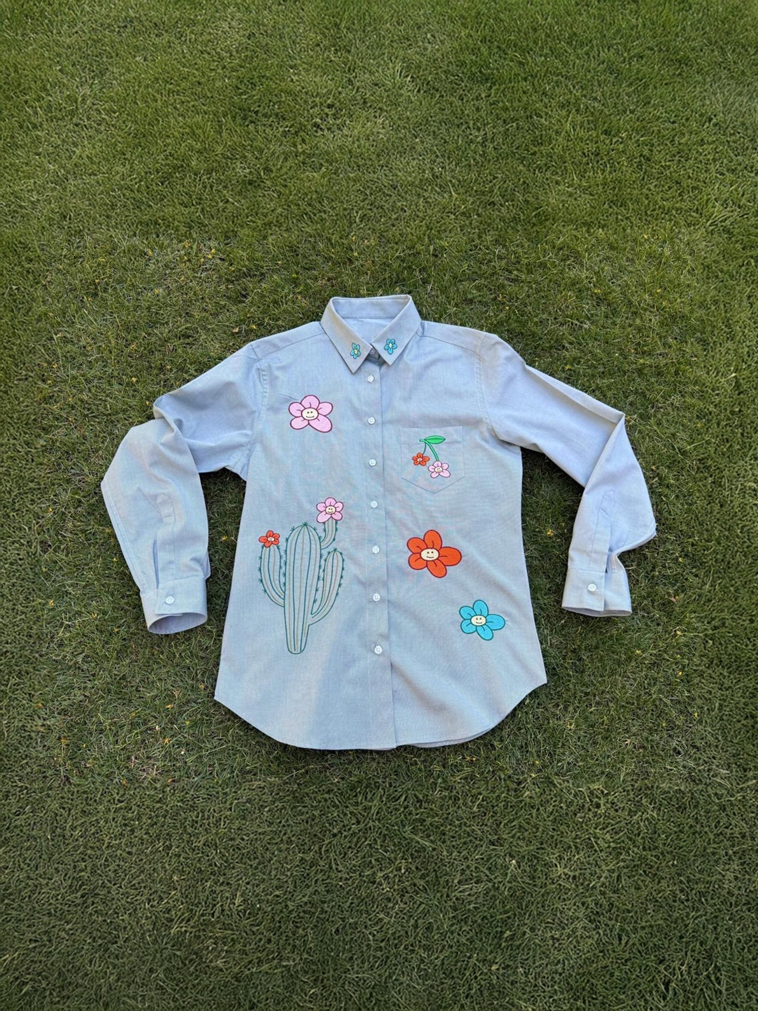 Groovy Green Embroidery Shirt