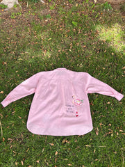 Flamingo Pink Linen Embroidery Shirt