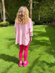 Flamingo Pink Linen Embroidery Shirt