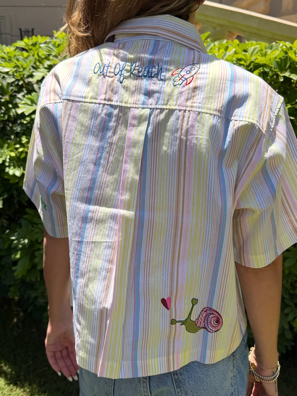 Out of Reach Striped Crop Shirt