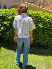 Out of Reach Striped Crop Shirt
