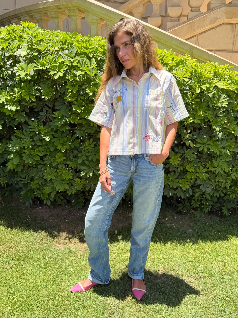 Out of Reach Striped Crop Shirt