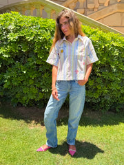 Out of Reach Striped Crop Shirt